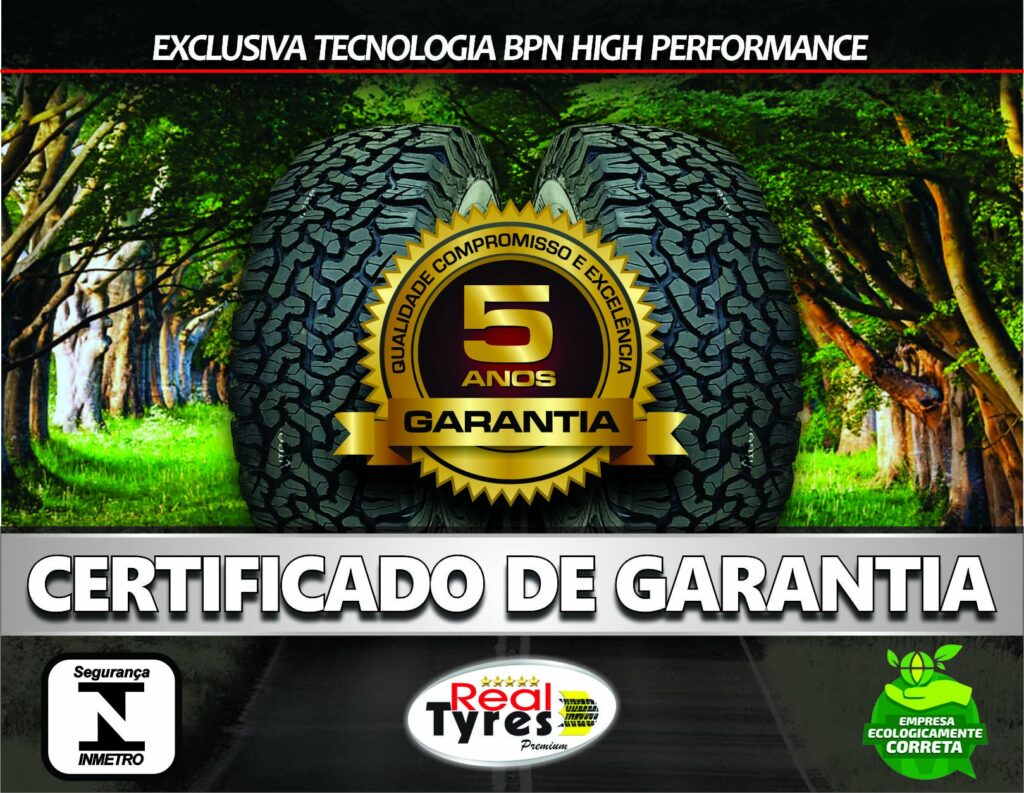 Certificado de Garantia Pneu Real Tyres Premium PG1