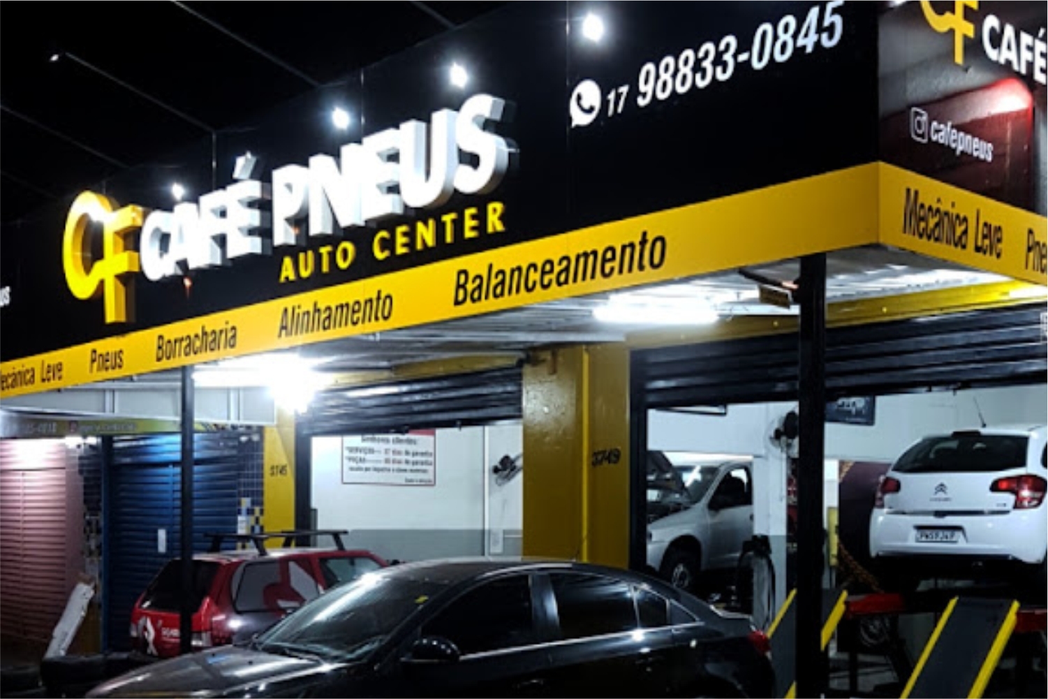 Café Pneus Auto Center Centro Técnico de Montagem Real Tyres Premium